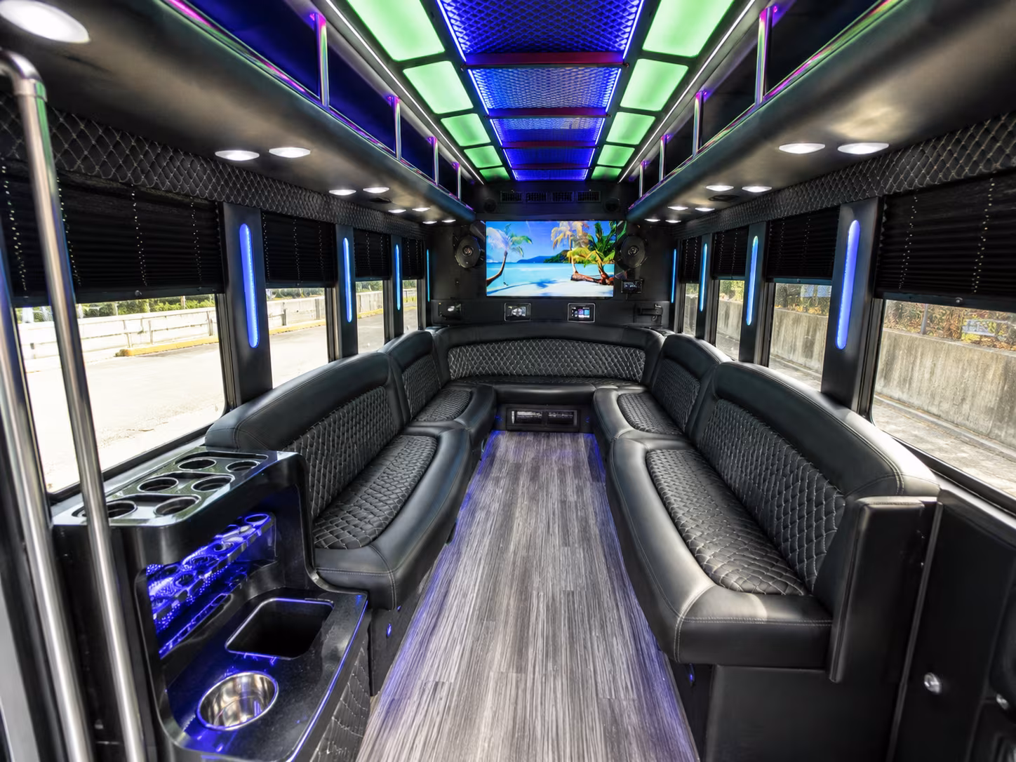 lompoc 18 passenger party bus inside
