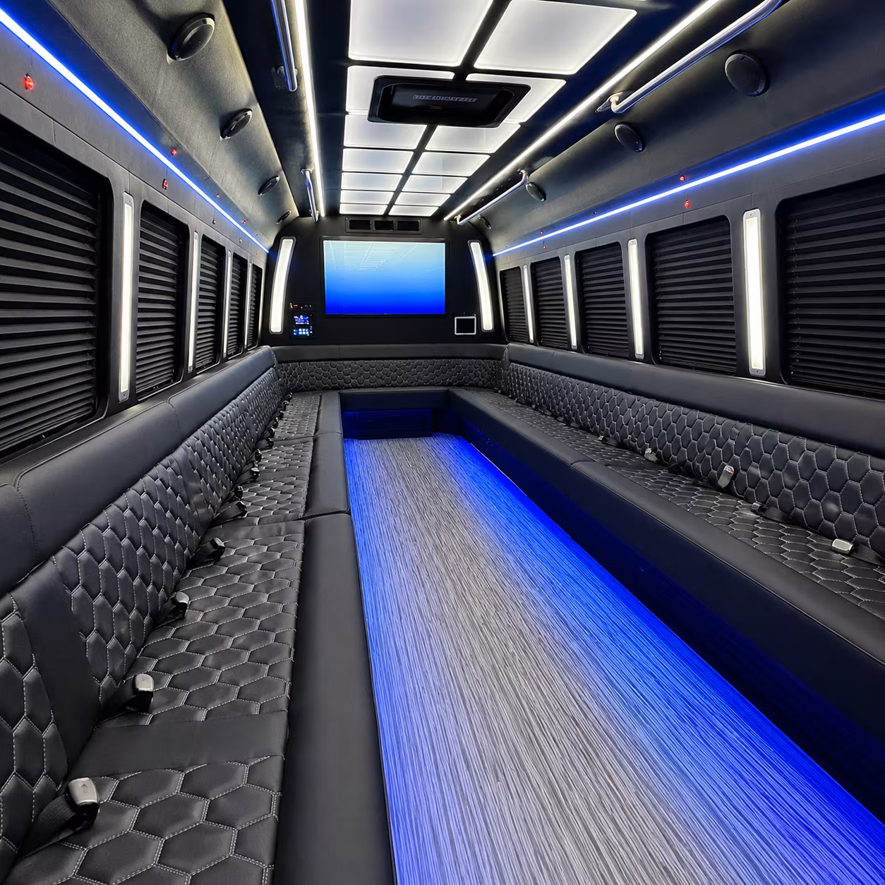 lompoc 50 passenger party bus inside