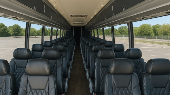 Interior of Charter Bus Company Thousand Oaks's 50 Passenger Charter Bus in Thousand Oaks