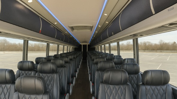 Interior of Charter Bus Company Santa Barbara's 55 Passenger Charter Bus in Santa Barbara