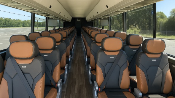 Interior of Charter Bus Company Simi Valley's 56 Passenger Charter Bus in Simi Valley