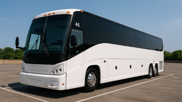 Exterior of Charter Bus Company Santa Barbara's 56 Passenger Charter Bus in Santa Barbara